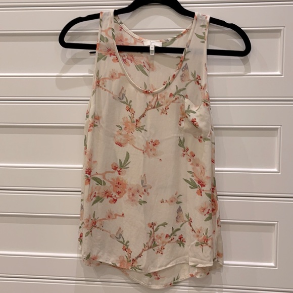 Joie Tops - JOIE FLORAL PRINT SILK RACERBACK TANK TOP